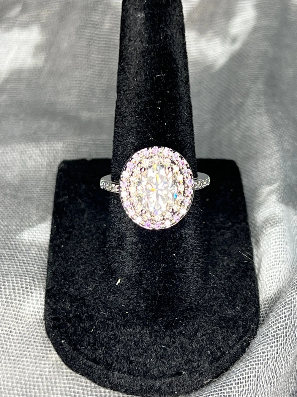 Sterling Silver 925 Oval Halo Moissanite Diamonds